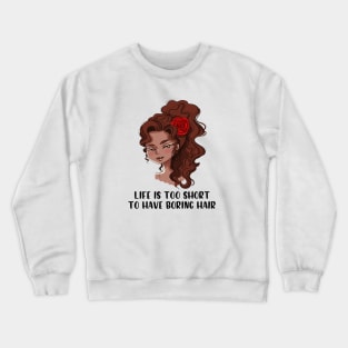 Curly Hair - black lady Crewneck Sweatshirt